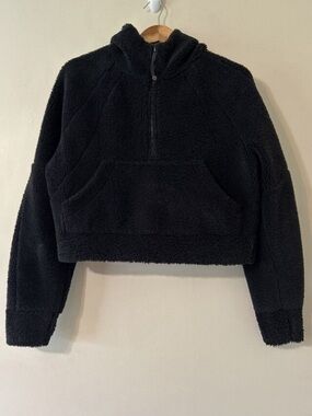 Lululemon Black Fleece Crop Scuba Hoodie Oversized XS/Small Half Zip Pocket